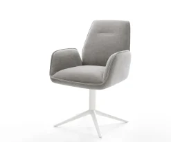 DrehstuhlZoa-Flex Strukturstoff Soft Grau Fußkreuz Weiß 360° drehbar Wippfunktion Taschenfederkern Sofort versandfertig