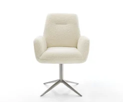 DrehstuhlZoa-Flex Teddystoff Beige Fußkreuz Edelstahl 360° drehbar Wippfunktion Taschenfederkern Sofort versandfertig