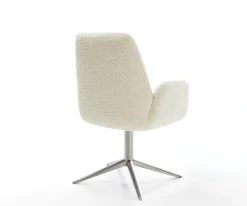 DrehstuhlZoa-Flex Teddystoff Beige Fußkreuz Edelstahl 360° drehbar Wippfunktion Taschenfederkern Sofort versandfertig