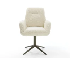 DrehstuhlZoa-Flex Teddystoff Beige Fußkreuz Effektfinish Titan 360° drehbar Wippfunktion Taschenfederkern Sofort versandfertig