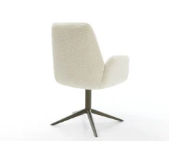 DrehstuhlZoa-Flex Teddystoff Beige Fußkreuz Effektfinish Titan 360° drehbar Wippfunktion Taschenfederkern Sofort versandfertig