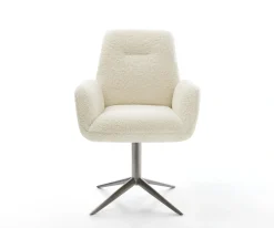 DrehstuhlZoa-Flex Teddystoff Beige Fußkreuz Graphit 360° drehbar Wippfunktion Taschenfederkern Sofort versandfertig
