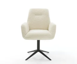 DrehstuhlZoa-Flex Teddystoff Beige Fußkreuz Schwarz 360° drehbar Wippfunktion Taschenfederkern Sofort versandfertig