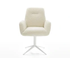 DrehstuhlZoa-Flex Teddystoff Beige Fußkreuz Weiß 360° drehbar Wippfunktion Taschenfederkern Sofort versandfertig