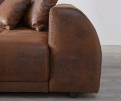 EckcouchVioletta 300 x 220 cm Lederimitat Braun Recamiere variabel Sofort versandfertig