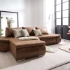 EcksofaAbilene 260x175 cm Braun Ottomane variabel mit Schlaffunktion Sofort versandfertig