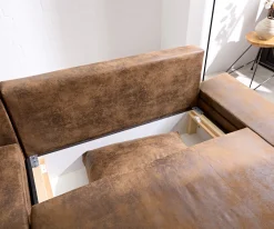 EcksofaAbilene 260x175 cm Braun Ottomane variabel mit Schlaffunktion Sofort versandfertig