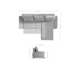 EcksofaAbilene 260x175 cm Braun Ottomane variabel mit Schlaffunktion Sofort versandfertig