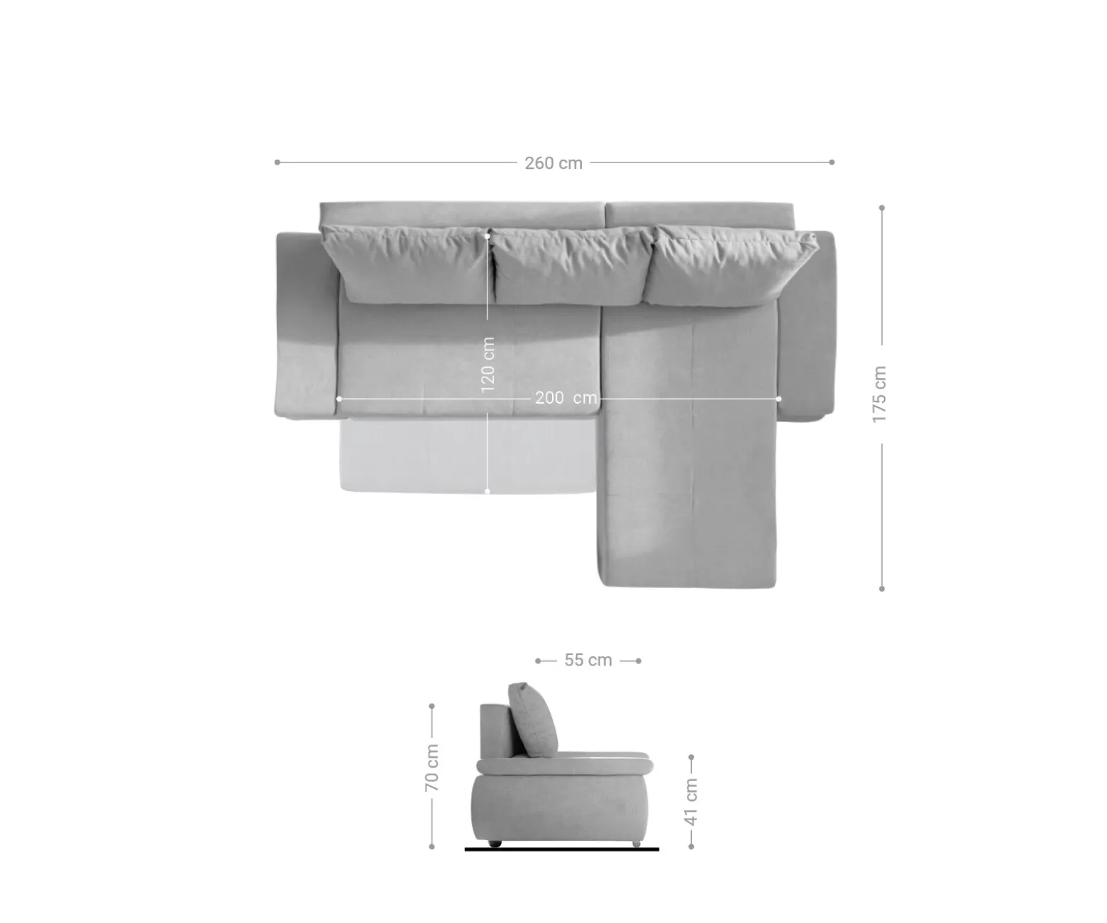 EcksofaAbilene 260x175 cm Braun Ottomane variabel mit Schlaffunktion Sofort versandfertig