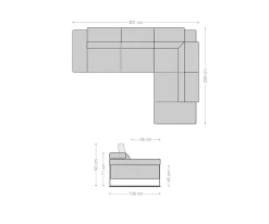 EcksofaFloyd 300x230 Schwarz Ottomane rechts Kopfteilverstellung by W. Schillig Sofort versandfertig