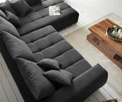 EcksofaJosea 300x220 cm Mikrofaser Schwarz Recamiere rechts Sofort versandfertig