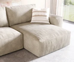 EcksofaLanzo 230x155 cm Cord Beige Recamiere variabel mit Hocker Sofort versandfertig