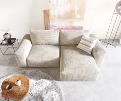 EcksofaLanzo 230x155 cm Cord Beige Recamiere variabel Sofort versandfertig