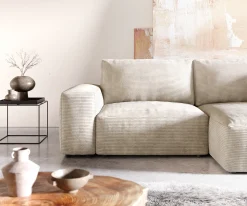 EcksofaLanzo 230x155 cm Cord Beige Recamiere variabel Sofort versandfertig