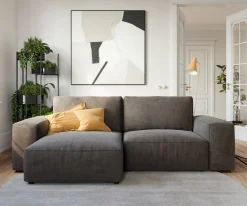 EcksofaLanzo 230x155 cm Mikrofaser Khakibraun Recamiere variabel Sofort versandfertig