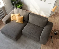 EcksofaLanzo 230x155 cm Mikrofaser Khakibraun Recamiere variabel Sofort versandfertig