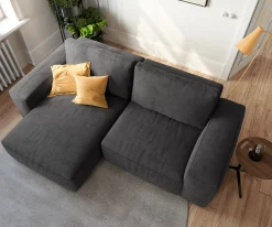 EcksofaLanzo 230x155 cm Mikrofaser Schwarz Recamiere variabel Sofort versandfertig