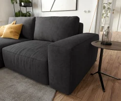 EcksofaLanzo 230x155 cm Mikrofaser Schwarz Recamiere variabel Sofort versandfertig