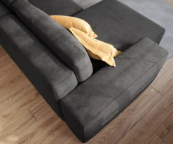 EcksofaLanzo 230x155 cm Mikrofaser Schwarz Recamiere variabel Sofort versandfertig