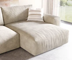 EcksofaLanzo XL 270x180 cm Cord Beige Recamiere variabel mit Hocker Sofort versandfertig
