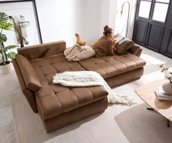 EcksofaLoana 275x185 cm Braun mit Schlaffunktion Sofort versandfertig