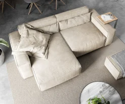 EcksofaSirpio 230x155 cm Cord Beige Recamiere variabel mit Hocker Sofort versandfertig
