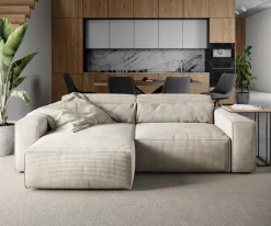 EcksofaSirpio 230x155 cm Cord Beige Recamiere variabel Sofort versandfertig