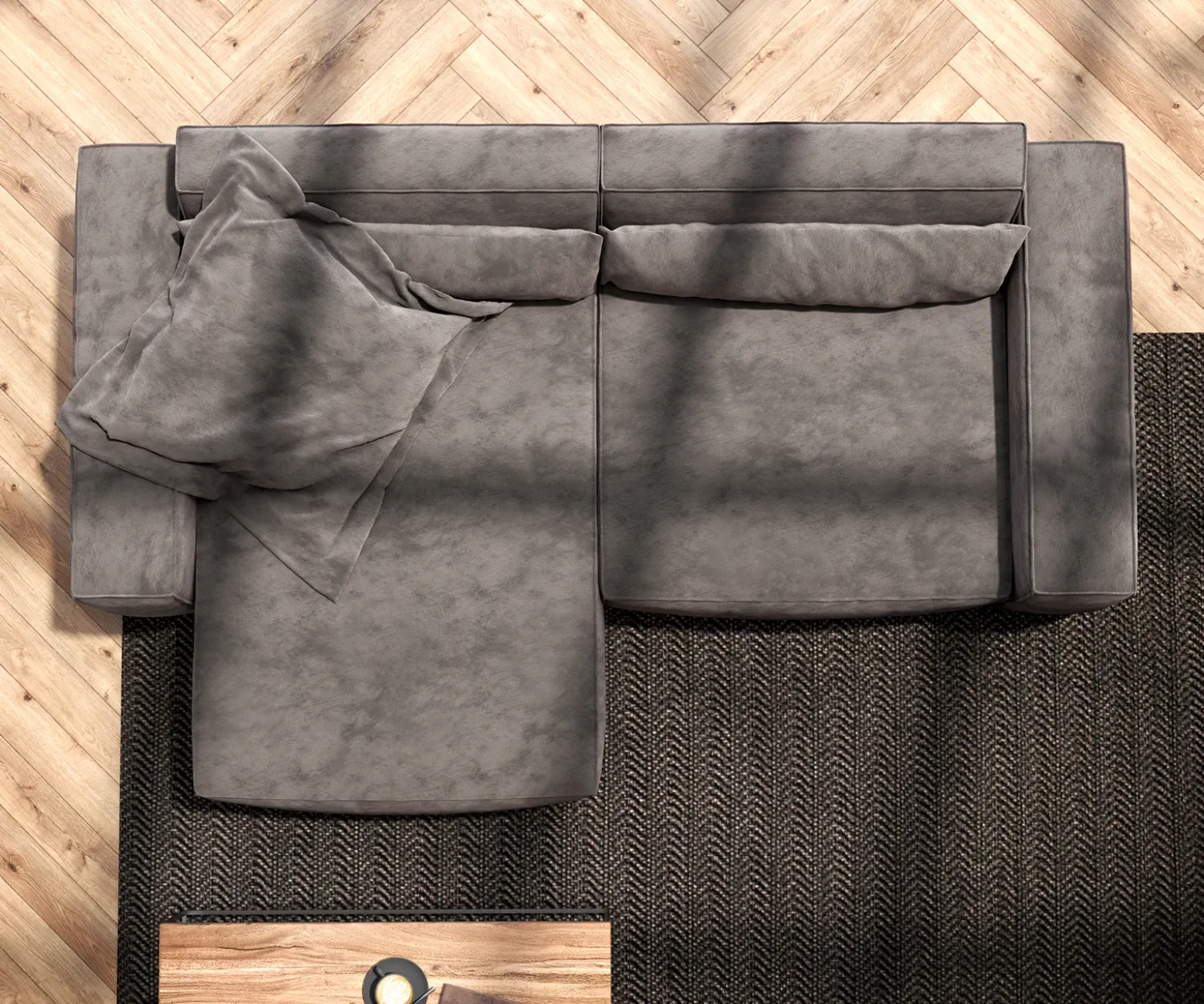 EcksofaSirpio 230x155 cm Mikrofaser Khakibraun Recamiere variabel Sofort versandfertig