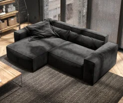 EcksofaSirpio 230x155 cm Mikrofaser Schwarz Recamiere variabel Sofort versandfertig