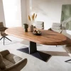 EsstischAithon 240x105 cm Akazie Braun Metallgestell Schwarz Oval Sofort versandfertig