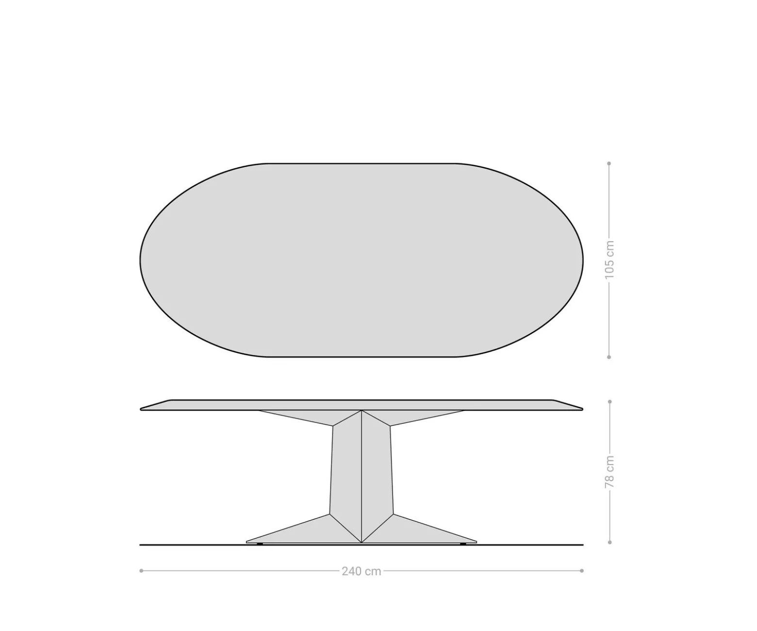 EsstischAithon 240x105 cm Akazie Braun Metallgestell Schwarz Oval Sofort versandfertig