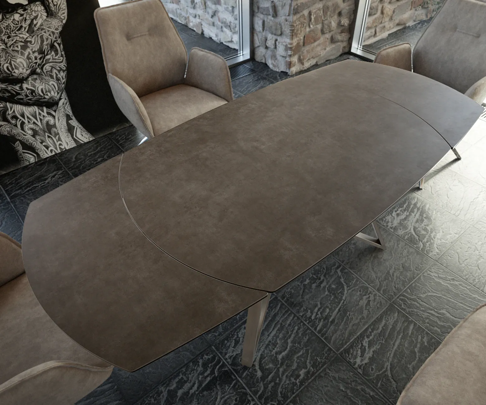 EsstischCarlow 130/200x95 cm Keramik Braun Edelstahl ausziehbar Sofort versandfertig
