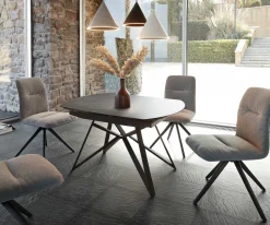 EsstischCarlow 130/200x95 cm Keramik Grau Metall ausziehbar Sofort versandfertig