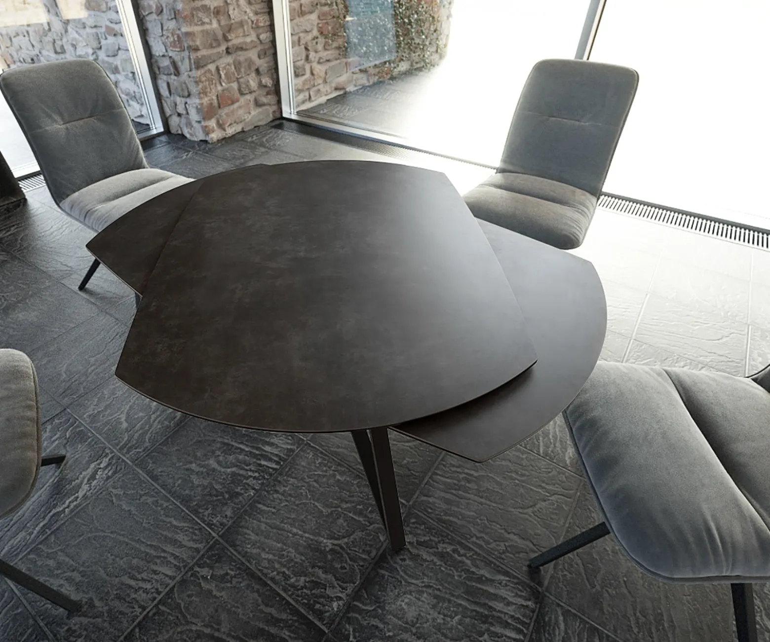 EsstischCarlow 130/200x95 cm Keramik Grau Metall ausziehbar Sofort versandfertig