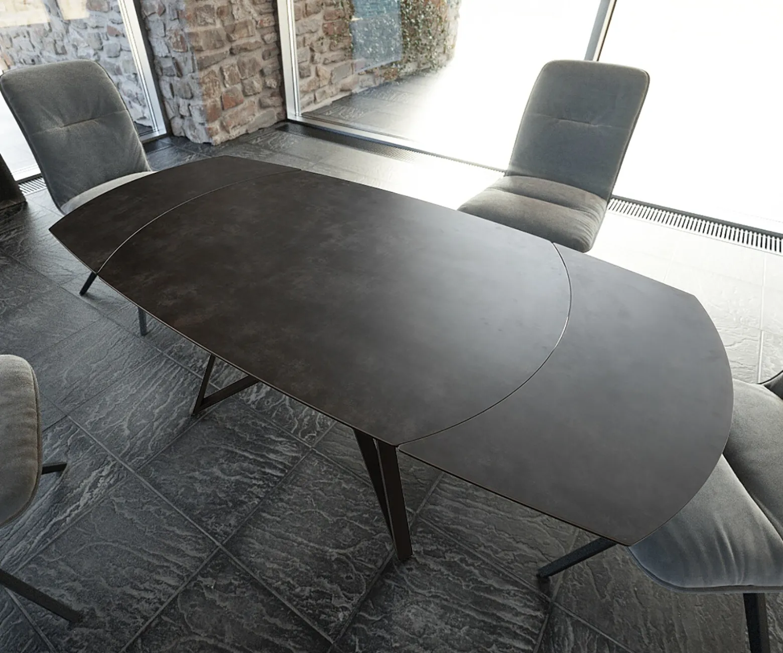 EsstischCarlow 130/200x95 cm Keramik Grau Metall ausziehbar Sofort versandfertig