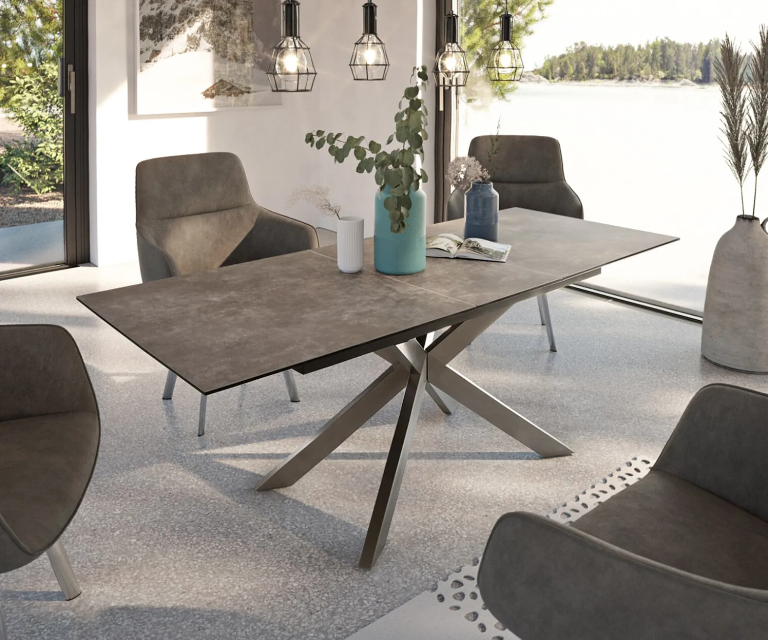 EsstischDaven 160/200x90 cm Keramik Braun Edelstahl ausziehbar Sofort versandfertig