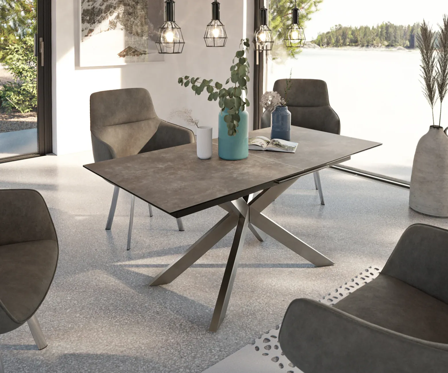 EsstischDaven 160/200x90 cm Keramik Braun Edelstahl ausziehbar Sofort versandfertig