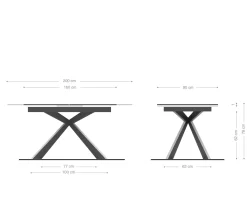 EsstischDaven 160/200x90 cm Keramik Braun Edelstahl ausziehbar Sofort versandfertig