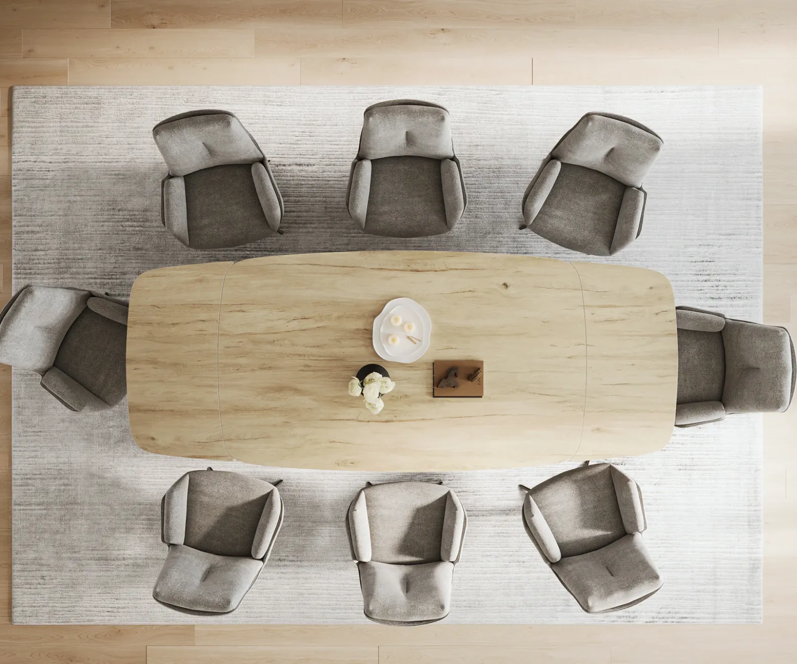 EsstischEdge Boot 200-300x120 cm Keramik Laminam® Sabbia Eichefarbig Kreuzgestell Rechteck Edelstahl Graphit ausziehbar Sofort versandfertig