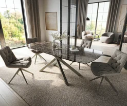EsstischEdge Boot 180-220x100 cm Keramik Emperador Extra Lucidato Dunkelbraun Kreuzgestell Rechteck Effektfinish Titan ausziehbar Sofort versandfertig