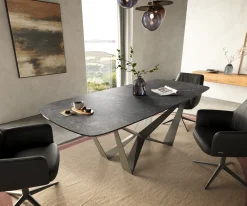 EsstischEdge Boot 180-220x100 cm Keramik Laminam® Nero Greco Anthrazit Spider Metall Effektfinish Titan ausziehbar Sofort versandfertig