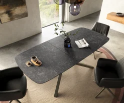 EsstischEdge Boot 180-220x100 cm Keramik Laminam® Nero Greco Anthrazit Kreuzgestell Rechteck Effektfinish Titan ausziehbar Sofort versandfertig