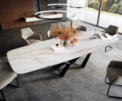 EsstischEdge Boot 200-300x120 cm Keramik Onyx Pearl Spider Flachstahl Schwarz ausziehbar Sofort versandfertig