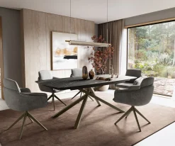 EsstischEdge Boot 180-220x100 cm Laminam® Keramik Noir Desir Braun Kreuzgestell Rechteck Effektfinish Titan ausziehbar Sofort versandfertig