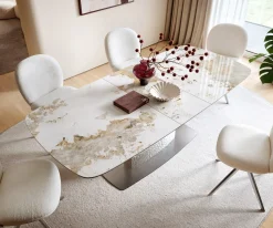 EsstischEdge Boot 180-220x100 Keramik Minas Melange Weiß-Beige Wave Edelstahl ausziehbar Sofort versandfertig