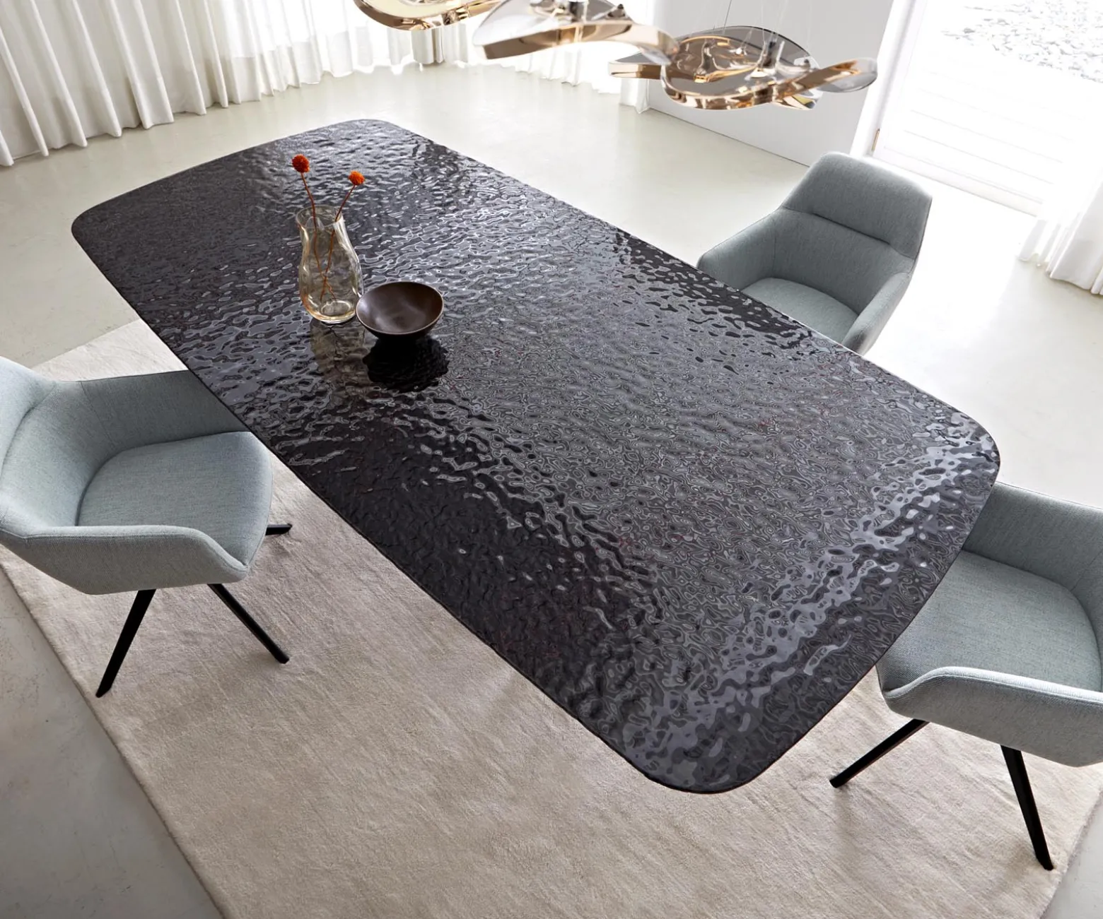 EsstischEdge Boot 240x120 Reliefglas Rauchschwarz 3D-Design Infinity Metall Schwarz Sofort versandfertig