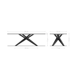 EsstischEdge Boot 240x120x2,5-3 Eiche Natur Kreuzgestell Rechteck Schwarz Schweizer Kante Sofort versandfertig