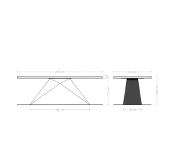 EsstischEdge Boot 240x120x2,5-3 Eiche Natur V-Gestell Flachstahl Schwarz Schweizer Kante Sofort versandfertig