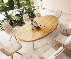 EsstischEdge Oval 280x130x2,5 Eiche Natur Estelar rund Edelstahl Flow- Sofort versandfertig