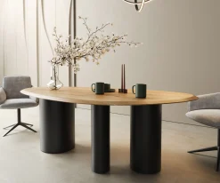EsstischEdge Oval 220x120x2,5 Eiche Natur Troa Metall Schwarz Flow- Sofort versandfertig